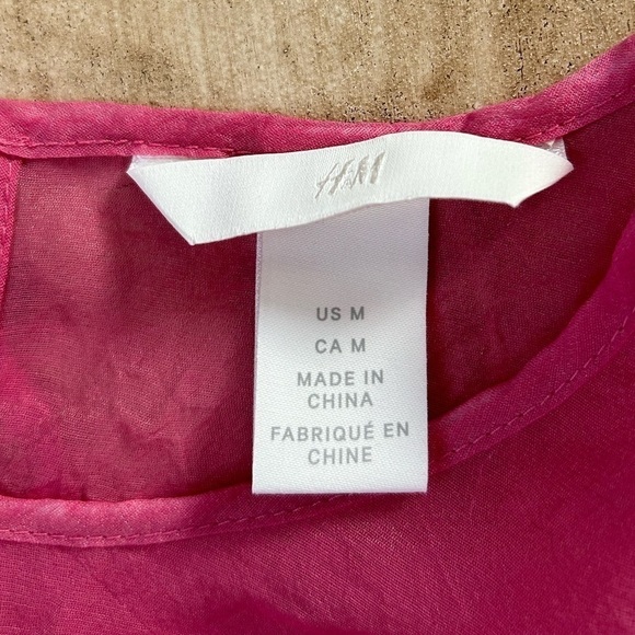 H&M Pink Sheer Bell Sleeve Top Medium - Picture 9 of 9